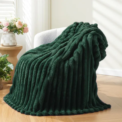 Miniatura 23 de NEWCOSPLAY Manta de Tiro Súper Suave Aqua Franela Sedosa Premium Forro Polar Jacquard Acanalado 3D Ligero Manta de Cama Uso en Todas las Estaciones