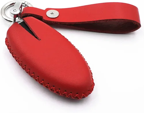Miniatura 2 de Funda de cuero inteligente con 3 botones para llavero Infiniti EX35 FX35 QX50 QX70 Nissan Versa Rogue Pathfinder 370Z Armada Juke Murano Titan (rojo)