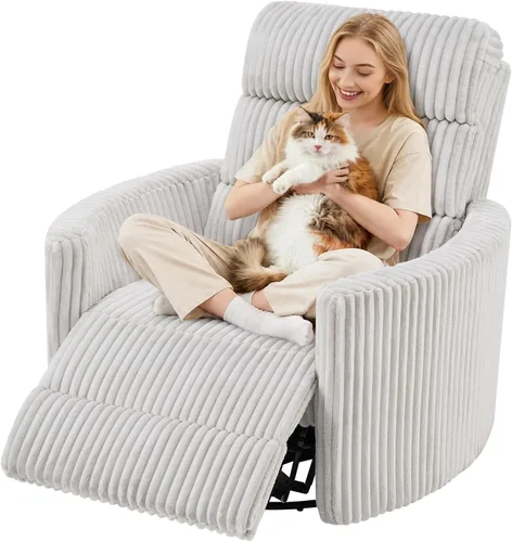 Miniatura 12 de GRAINELL - Silla reclinable giratoria con ajuste para reposacabezas, puerto de carga USB, reclinable eléctrico de posición infinita, mecedoras
