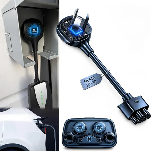 Adaptador NEMA 10-30 para Cargador Móvil Tesla Gen 2 y 3, para Toma de 240V, 24 Amperios, Compatible con Modelo 3, Y, X, S, Ideal para Viajes por