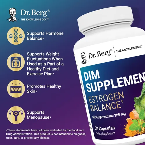 Miniatura 4 de Dr. Berg DIM Suplemento de equilibrio de estrógeno - Suplemento de estrógeno original para mujeres con diindolilmetano para síntomas menstruales
