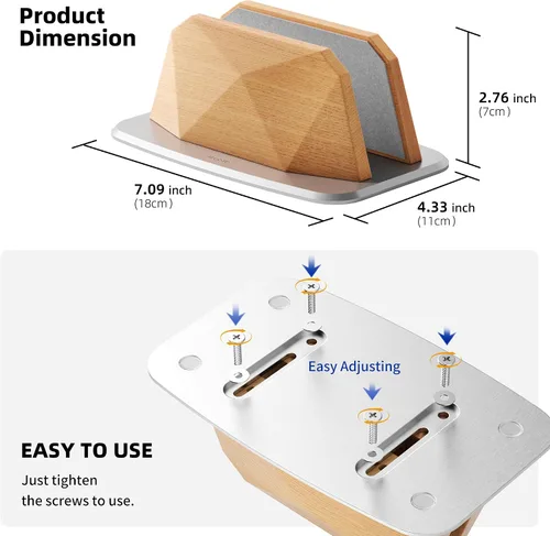 Miniatura 7 de AFOOYO Soporte vertical para laptop, soporte ajustable de madera para laptop, base de escritorio compatible con todos los MacBook, Surface