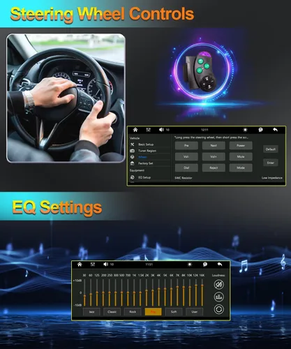 Miniatura 5 de Estéreo inalámbrico para automóvil Apple CarPlay de 6.9 pulgadas, pantalla táctil IPS 1280 x 480, Bluetooth 5.2 para automóvil, radio FM, receptores