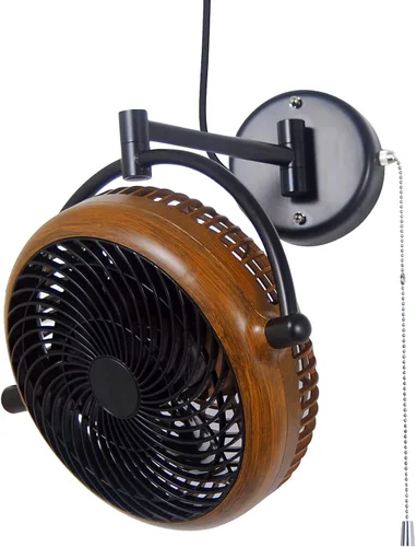 Miniatura 2 de VIVI- Ventilador giratorio de montaje en pared de 8 pulgadas con brazo plegable (nogal)