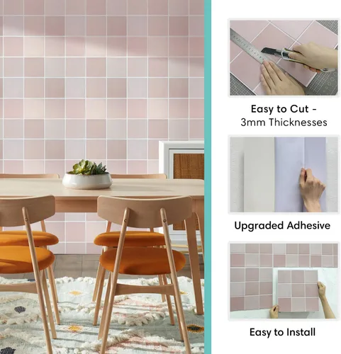 Miniatura 4 de Commomy 10 azulejos 3D mate para despegar y pegar de 11.8 x 11.8 pulgadas, ultraligeros de PVC, cuadrados, para despegar y pegar, para cocina