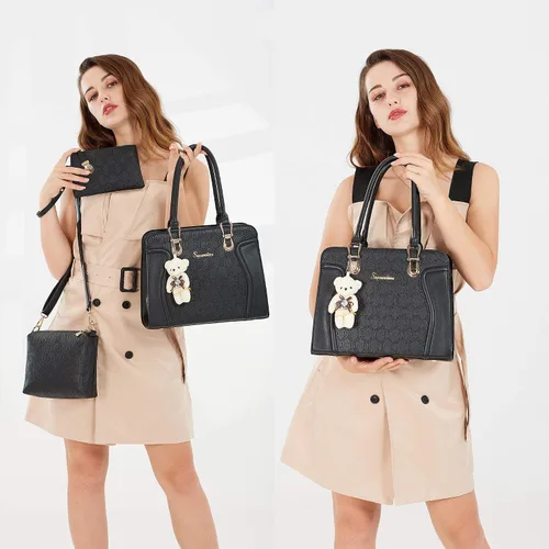 Miniatura 7 de Bolsos de mano de moda para mujer, bolsa de hombro, asa superior, bolsa de mano, juego de 4 piezas