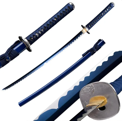 Miniatura 12 de Fidestisan Estilo Monte Fuji 2.21IB 101 cm Espada Samurai Katana Japonesa Real de Acero de Primavera 1065 Hoja con Hamon Artificial, Tang Completo