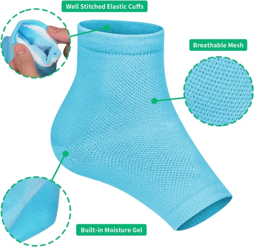 Miniatura 2 de Ohtomber 5 pares de calcetines de reparación de tratamiento de talón agrietado - Ohtomber 5 pares de gel de silicona para el cuidado de los pies