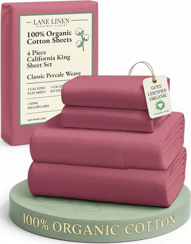 Miniatura 145 de LANE LINEN Sábanas 100% algodón orgánico para cama tamaño King, sábanas de percal suave, transpirables, de lujo, estilo hotelero, lavables a 09
