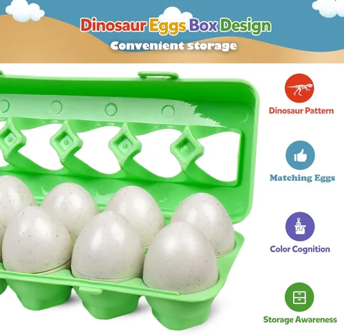 Miniatura 4 de Juguete de huevo de Pascua para niños pequeños – 12 piezas de huevos a juego de dinosaurios, regalo educativo para niños de 1 a 3 años