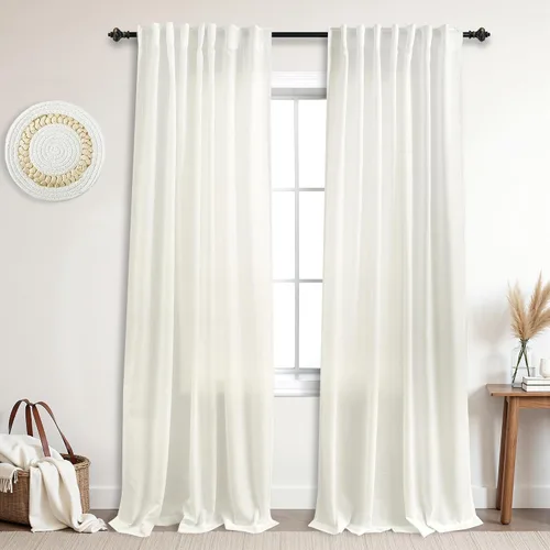 Miniatura 80 de KOUFALL Cortinas de lino azul marino de 84 pulgadas de largo, cortinas transparentes azul oscuro para sala de estar y dormitorio, medianoche