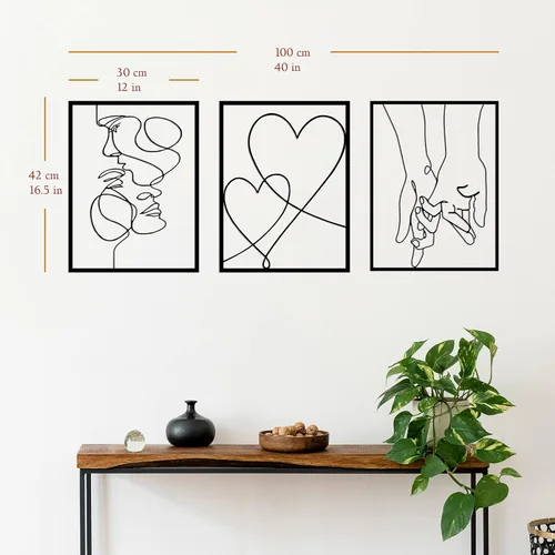 Miniatura 3 de Tubibu Juego de 3 arte moderno de pared de metal, 100% metal, decoración de pared metálica, para colgar en la pared para sala de estar, dormitorio