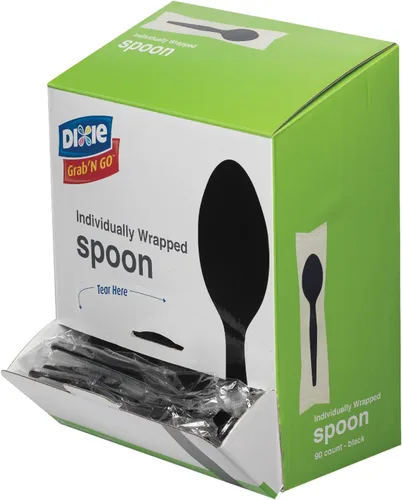 Miniatura 5 de Dixie Grab'n Go Cubiertos envueltos, cucharaditas, negro, 90 por caja, mediano