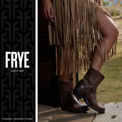 Miniatura 5 de Frye Arnés 8R Botas para mujer hechas de cuero italiano lavado y engrasado con construcción Goodyear Welt, suela de goma y tacón de cuero apilado