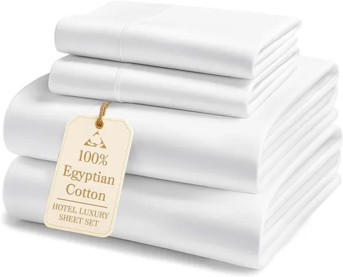 Miniatura 55 de Lane Linen Sábanas 100% de algodón egipcio, tamaño King, naturalmente transpirables y duraderas, cómodas para el invierno, ultra suaves, comodidad