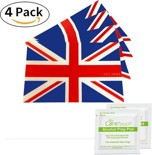 Miniatura 3 de Spy Spot Calcomanías de la bandera del Reino Unido, paquete de 4 (4 x 2.5 pulgadas), calcomanías de vinilo Union Jack para ventanas, parachoques