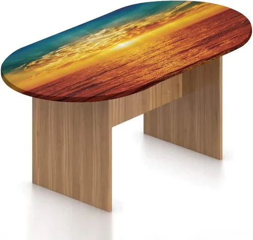 Miniatura 19 de XISUNYA Mantel ajustable ovalado de poliéster elástico, decoración del océano, mantel ajustable con estampado de playa y isla tropical, se adapta a