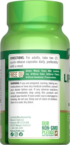 Miniatura 7 de Nature's Truth Ácido alfa lipoico 600 mg más optimizador de biotina 60 cápsulas Suplemento sin OMG y sin gluten
