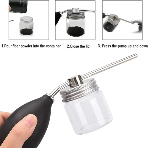 Miniatura 3 de Noverlife Botellas de spray en polvo, 12.5G Herramientas de peluquería Botella de pulverización de fibra de construcción de cabello, pulverizador