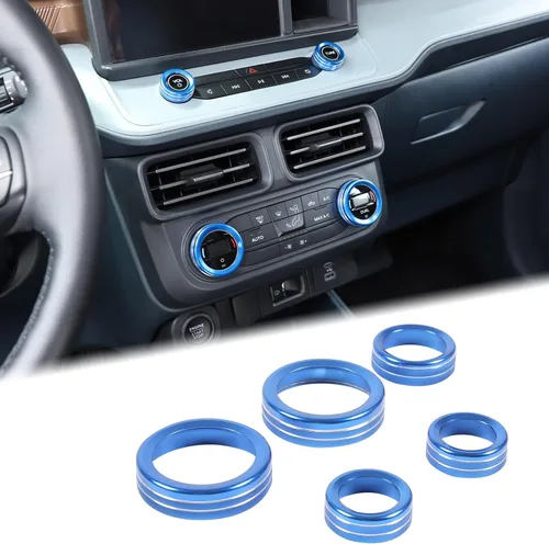 Aunginsy Cubierta circular de botón de volumen para consola central de aire acondicionado compatible con Ford Maverick 2022-2024, botón de Azul (5