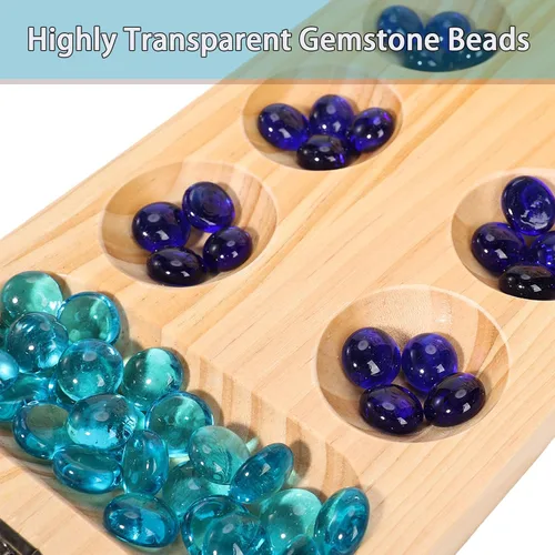 Miniatura 2 de Juego de mesa de madera Mancala, juego de Mancala de tamaño grande con instrucciones, juego de mesa portátil para viajes para niños y adultos