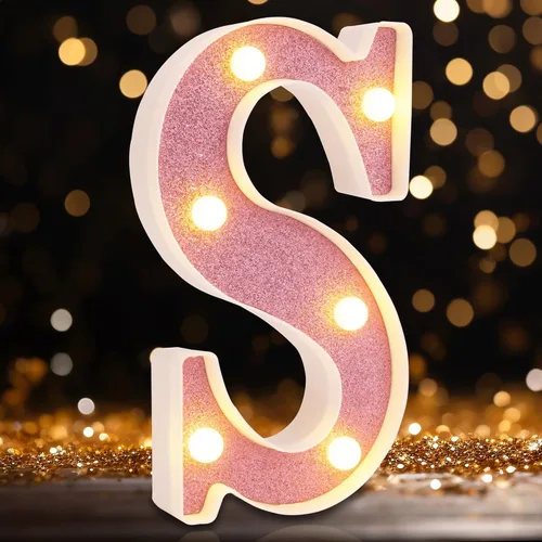 Miniatura 20 de Letras pequeñas de marquesina LED, letras iluminadas, letras LED de 8.58 pulgadas, letrero iluminado a pilas para mesa, fiesta, cumpleaños