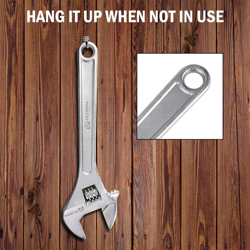 Miniatura 6 de Olympia Tools Llave ajustable de 15 pulgadas, acero forjado de alta resistencia, cromado, mandíbulas mecanizadas de precisión, resistente a