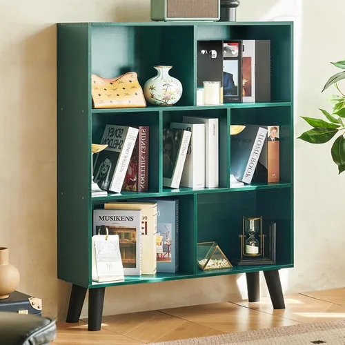 Miniatura 41 de LEYAOYAO Estantería de 5 cubos de 3 niveles con patas, estante negro menta para libros para niños, bonito organizador de almacenamiento, estantes
