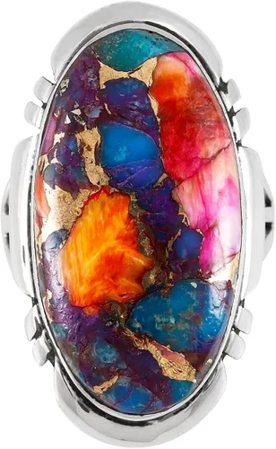 Miniatura 3 de Anillo de plata de ley 925 con turquesa auténtica (color seleccionado), Metal, Turquesa