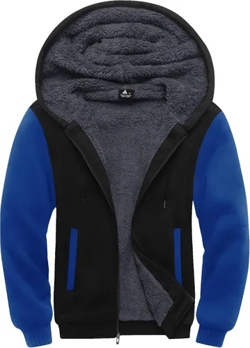 Miniatura 46 de SCODI Sudaderas con capucha para hombre, forro polar pesado, cremallera completa, forro de sherpa grueso, chaqueta con capucha
