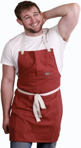 Miniatura 7 de Delantal de cocina de lino Caldo para cocinar - Delantal con peto de lino para hombres y mujeres para chef profesional, camarero o barista - Hueso