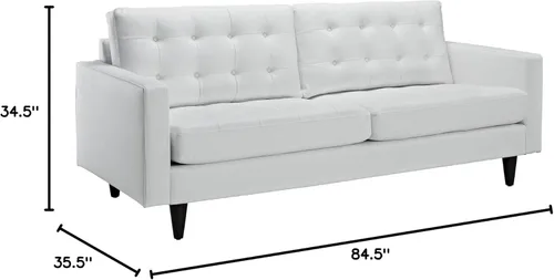Miniatura 2 de Modway Empress Mid-Century - Sofá de dos plazas tapizado de cuero en color blanco