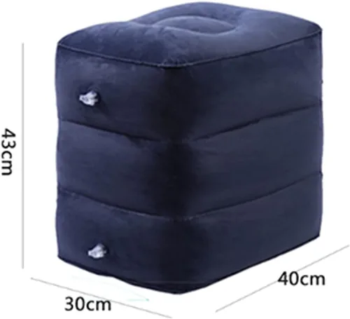 Miniatura 8 de Reposapiés inflable para viajes aéreos, almohada de viaje de altura ajustable para niños y adultos con 3 capas para avión, automóvil, autobús