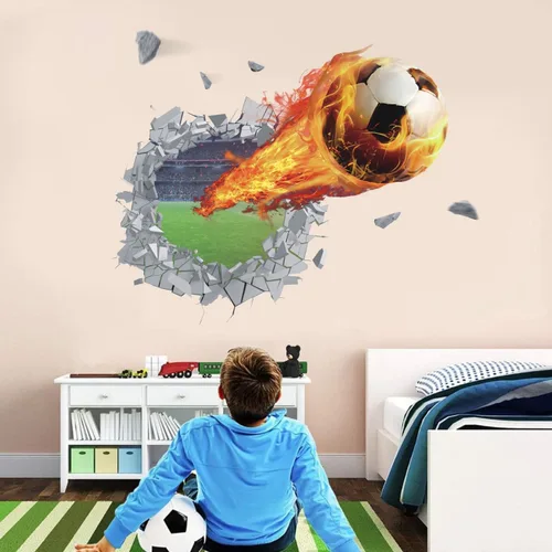 IARTTOP Decoración de pared de fútbol 3D – Calcomanías de fútbol para decoración de habitaciones – Dispara para niños, niños, aula, dormitorio,