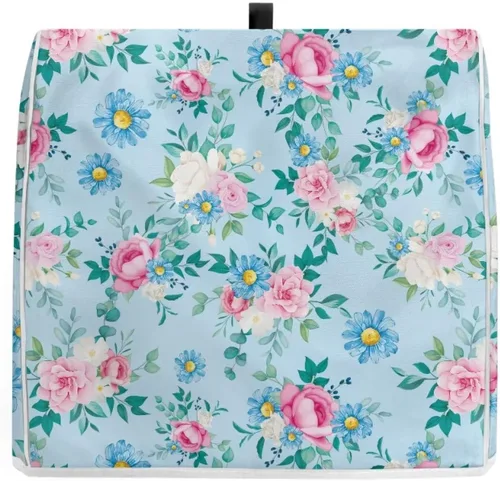 Miniatura 3 de Piezas de mezclador floral, funda para batidora de cocina con patrón de margaritas azules con mango superior portátil, lavable a máquina, accesorios