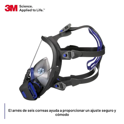 Miniatura 6 de 3M Secure Click Respirador reutilizable de cara completa con lente grande, diafragma de habla y comprobación de sellado de botón, FF-803