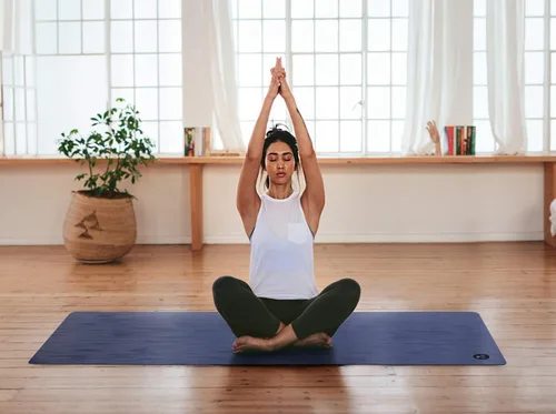 Miniatura 6 de IUGA Esterilla de yoga profesional antideslizante para pilates antidesgarros, respetuosa con el medio ambiente, esterilla de yoga caliente con Azul