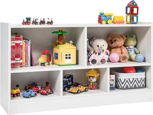 Miniatura 12 de Costzon Organizador de almacenamiento de juguetes para niños, almacenamiento escolar de 5 secciones para organizar libros, juguetes, estantería