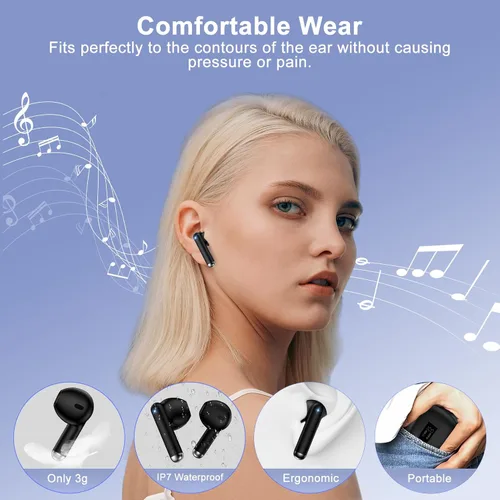 Miniatura 4 de Samsung - Auriculares inalámbricos Bluetooth para Samsung Galaxy A16 5G A17 A36 A56 A26 S25 Ultra FE A15 A35, auriculares impermeables con micrófono
