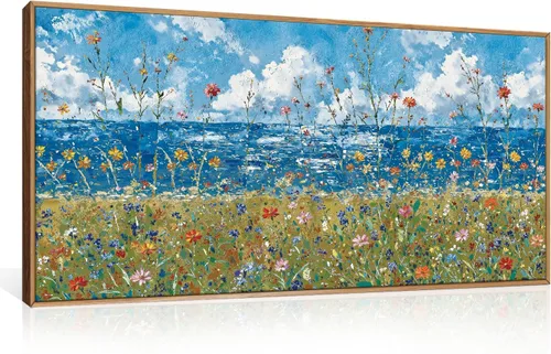 Miniatura 22 de Arte de Pared de Lienzo Enmarcado con Grandes Pinceladas Abstractas, Decoración de Pared Azul Marino Neutro, Pintura de Pared Moderna en Tonos
