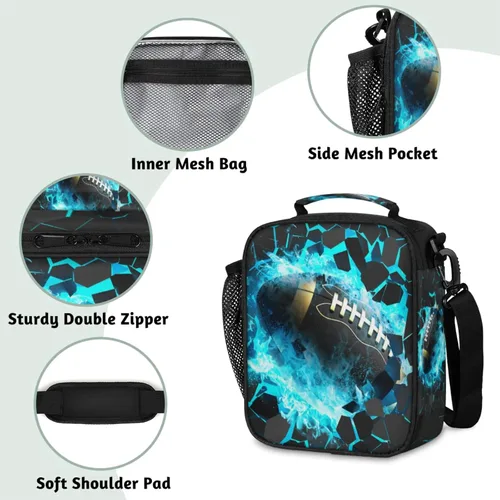Miniatura 3 de Lonchera para niños – Lonchera aislada a prueba de fugas para niños y niñas, bolsa de almuerzo portátil para escuela, trabajo, picnic con correa