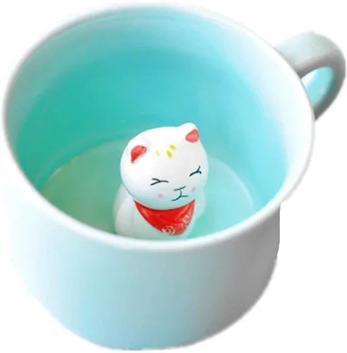 Miniatura 3 de ZaH Taza de café con diseño de animales con diseño de dibujos animados en 3D, para niños, niñas, mujeres, hombres (panda y gato de la suerte)