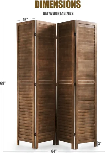 Miniatura 7 de Divisor de habitación, 4 paneles, 5.75 pies de madera separador de ambientes de pared, pantallas de privacidad plegables de privacidad, partición