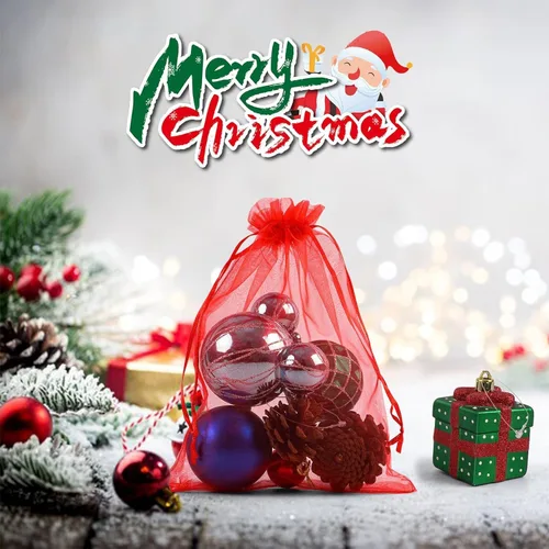 Miniatura 3 de ANZNKU Paquete de 50 bolsas de organza surtidas de 6 x 9 pulgadas, bolsas de malla con cordón, bolsa de malla para regalos, bolsa de organza grande