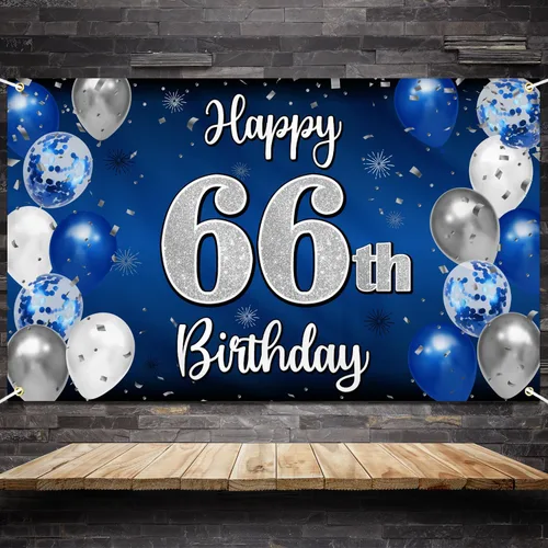 Miniatura 161 de Decoración de feliz cumpleaños 35, globo azul y plateado de 35 años, cartel grande de telón de fondo de cumpleaños, suministros para fiesta de 35th