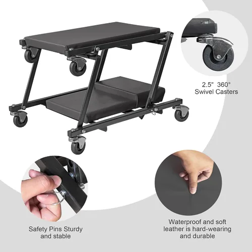 Miniatura 5 de Torin 36" Plataforma rodante plegable para auto, plataforma de taller para auto 2 en 1, plataforma para taller de auto, capacidad de 300 libras