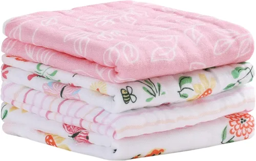 Miniatura 12 de Viviland Paños de muselina para bebé, paños superabsorbentes para bebé niña y niño, 10 x 20 pulgadas, toallas de baño de 6 capas para bebé, flores