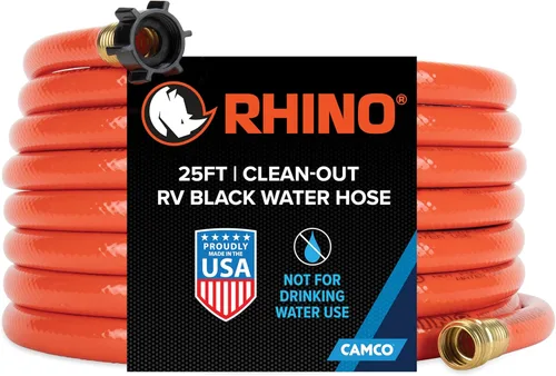Manguera de agua de limpieza para gris/negro tanques de agua Camco 22990 RhinoFLEX 25 pulgadas (5/8pulgadas ID)