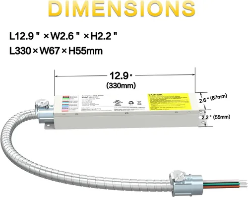 Miniatura 5 de Controlador de emergencia LED de 20 W, 100-347 VCA 175 V CC, tiempo de emergencia de más de 90 minutos, batería de reserva recargable