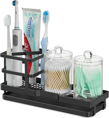 Miniatura 8 de MYITYARD Soportes para cepillos de dientes para baños, organizador de cepillo de dientes de metal resistente a la oxidación con 4 ranuras y drenaje